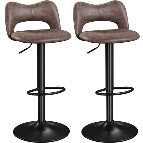 HOMCOM Extra Tall Bar Stools Set of 2, Modern 360° Swivel Barstools, Dining  Room Chairs with Steel Legs and Footrest, Dark gray