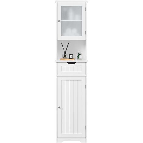 Yaheetech 170cm Tall Freestanding Storage Cabinet with Door for Kitchen/Bathroom/Living Room, White