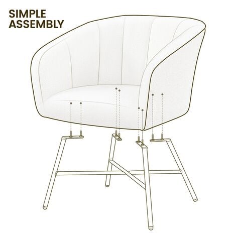 Yaheetech Boucle Barrel Accent Chair with Backrest/Armrest, White