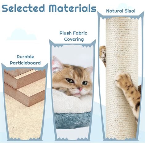 Yaheetech 115cm Tall Ocean-themed Cat Tree, Multi-Level Cat Climbing Tree, Blue