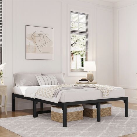 Yaheetech 5ft Metal Platform Bed Frame with Ultra-durable Steel Slat Support, Black