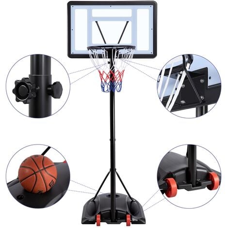 Yaheetech Portable Basketball Hoop System Height Adjustment PVC ...