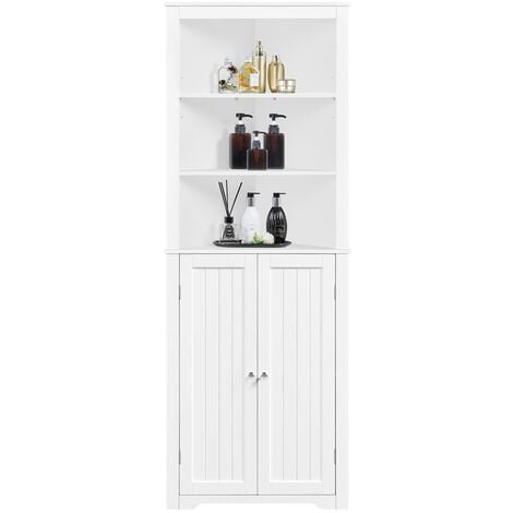 Yaheetech 163cm Tall Corner Cabinet, Corner Shelving Unit, Freestanding Bathroom Cabinet, White