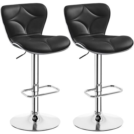 Yaheetech 2Pcs Adjustable Bar Stool Fashionable Bar Chairs Faux Leather ...