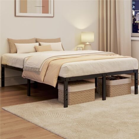Yaheetech 5ft King Size Metal Platform Bed Frame with Heavy Duty Steel Slat Support, Black