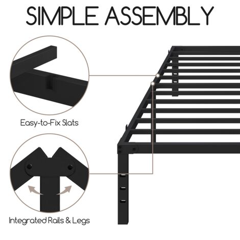 Yaheetech 5ft King Size Metal Platform Bed Frame with Heavy Duty Steel Slat Support, Black