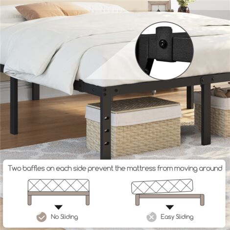 Yaheetech 5ft King Size Metal Platform Bed Frame with Heavy Duty Steel Slat Support, Black