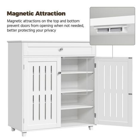 Yaheetech 4 Tier Shoe Storage Cabinet 1 Drawer Closed Adjustable Shoes Rack Entryway Hallway Furniture, White