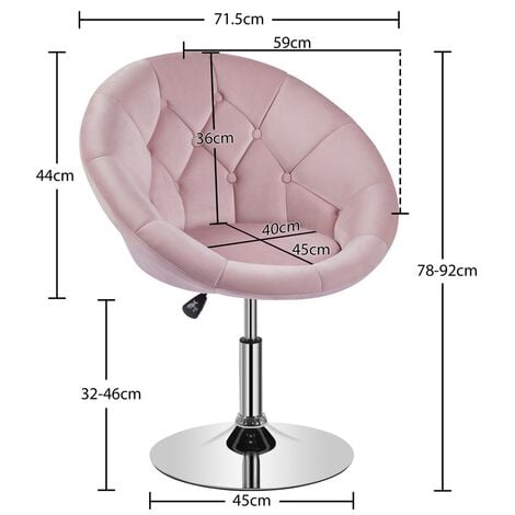 Yaheetech Tufted Swivel Chair Upholstered Barrel Chair Vanity Chair Adjustable Height Accent Chair, Pink