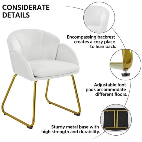 Yaheetech Accent Chair Flower Shape Velvet Armchair, White
