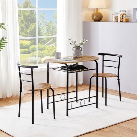 Yaheetech 3 Piece Dining Set Space Saving Table Set Kitchen Table Set Brown