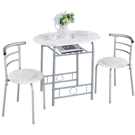Yaheetech 3 Piece Dining Set Space Saving Table Set Kitchen Table Set, White