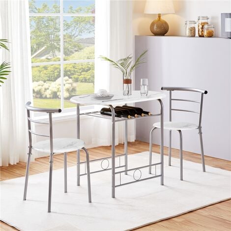 Yaheetech 3 Piece Dining Set Space Saving Table Set Kitchen Table Set, White