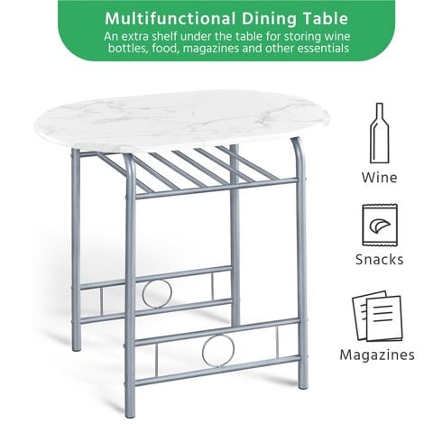 Yaheetech 3 Piece Dining Set Space Saving Table Set Kitchen Table Set, White