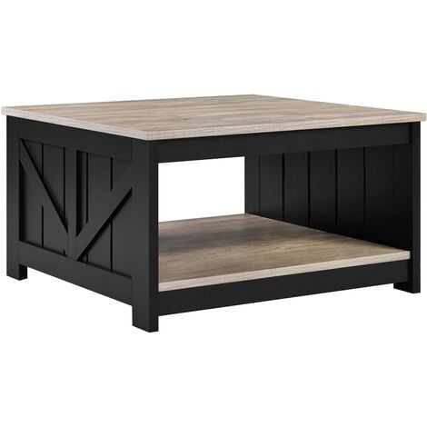 Yaheetech Square Coffee Table with Storage Wood Modern Rustic Coffee Table for Living Room, Gray