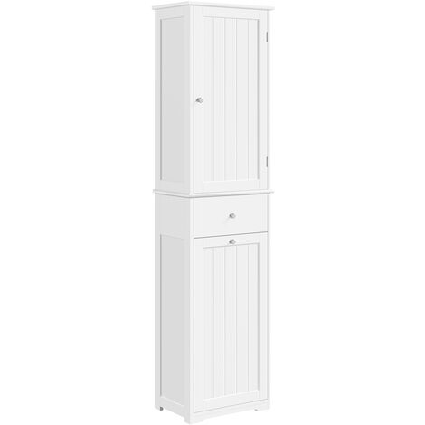 Yaheetech Freestanding Bathroom Cabinet with Laundry Basket Bathroom Cabinet Organizer, White