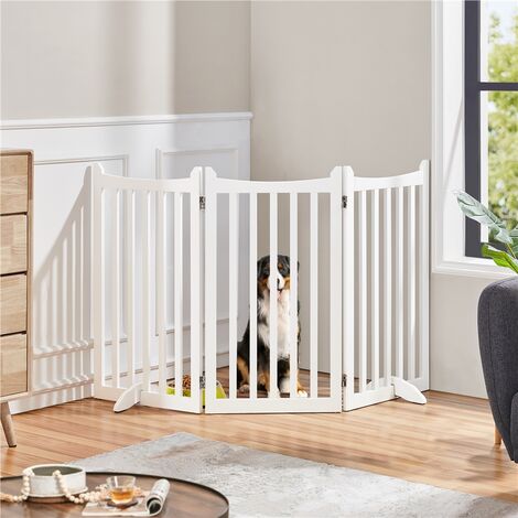 Yaheetech 90.5cm Tall Freestanding Wooden Pet Gate With 2 Support Feet, White