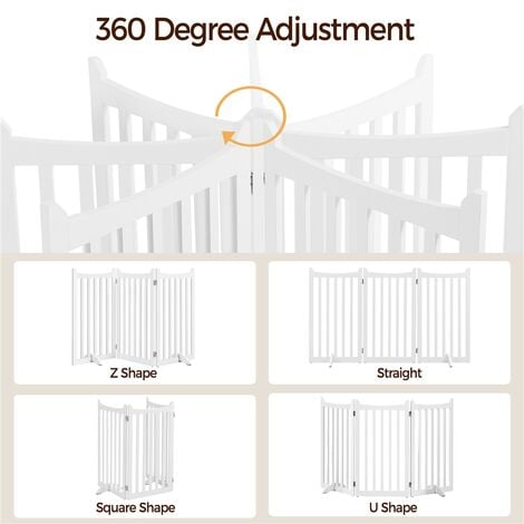 Yaheetech 90.5cm Tall Freestanding Wooden Pet Gate With 2 Support Feet, White