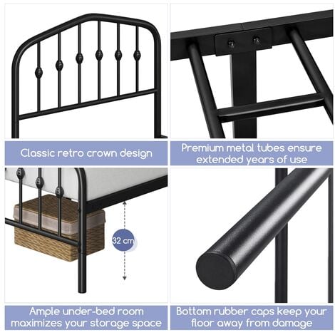 Yaheetech Single Size Metal Bed Frame With Arched Headboard and Footboard Metal Platform Bed Frame, Black