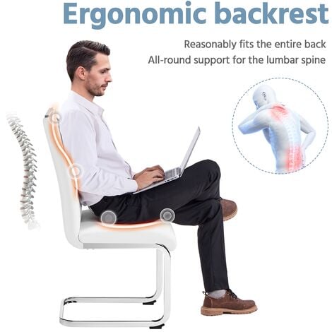 Yaheetech 2pcs High-Back Faux Leather Dining Chair Set with Metal Legs, White