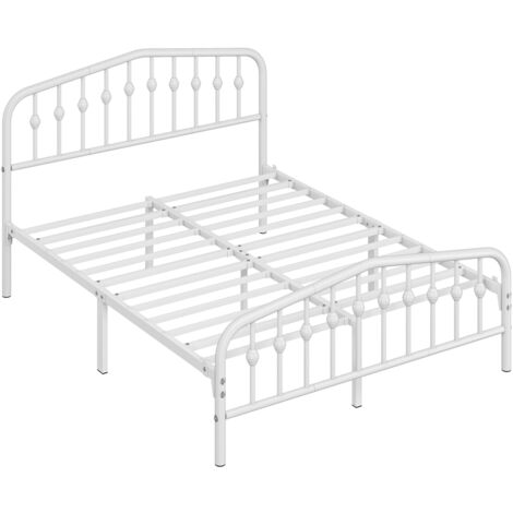 Yaheetech King Size Metal Bed Frame With Arched Headboard and Footboard Metal Platform Bed Frame, White