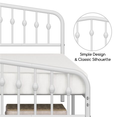 Yaheetech King Size Metal Bed Frame With Arched Headboard and Footboard Metal Platform Bed Frame, White