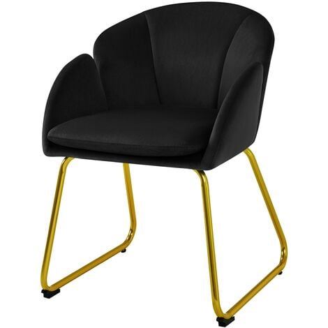 Yaheetech Accent Chair Flower Shape Velvet Armchair, Black