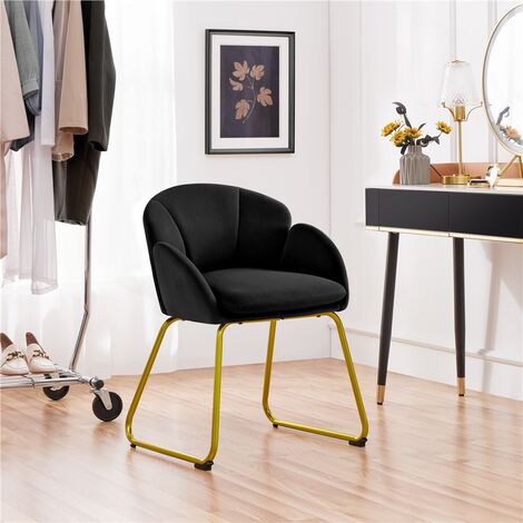 Yaheetech Accent Chair Flower Shape Velvet Armchair, Black
