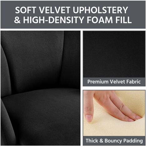 Yaheetech Accent Chair Flower Shape Velvet Armchair, Black
