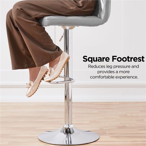Yaheetech 2pcs Height Adjustable Modern Faux Leather Swivel Bar Stool, Dining Chair with Backrest/Footrest, Light Gray