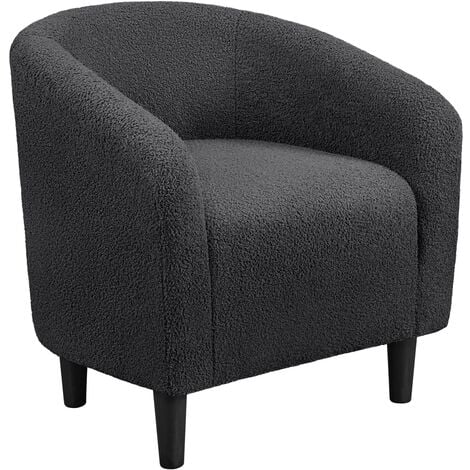 Yaheetech Boucle Club Chair Accent Barrel Chair Upholstered Arm Chair, Dark Gray
