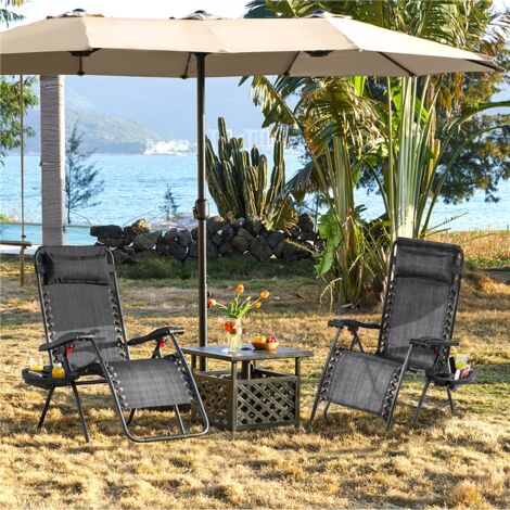 Yaheetech 2pcs Outdoor Zero Gravity Chair Patio Lounge Camping Chair, Gray