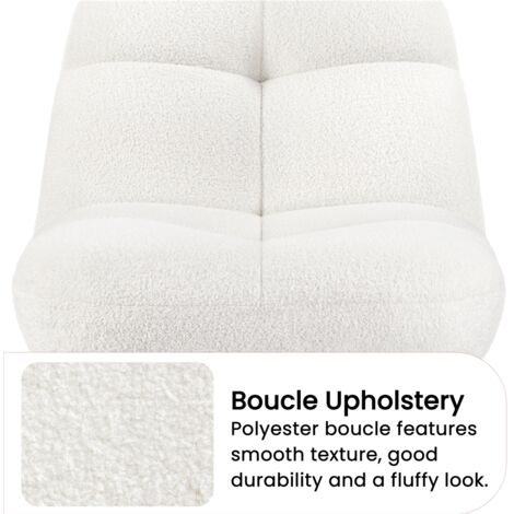 Yaheetech Boucle Swivel Accent Chair Armless Chair with Metal Base, Modern Lounge Chair, White