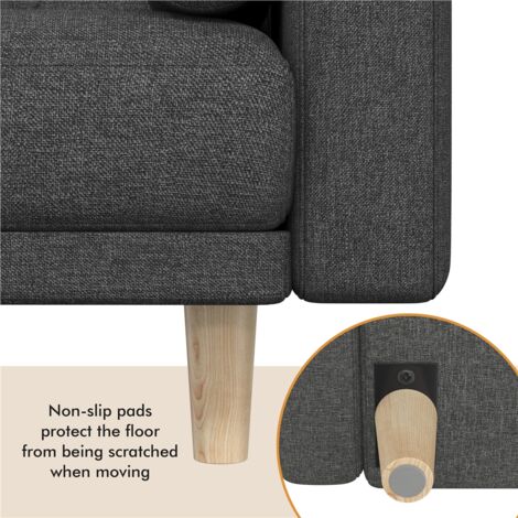 Yaheetech Convertible Sofa Bed, Button-tufted Fabric 3-Seater Sofa Bed with 2 Bolster Pillows, Black