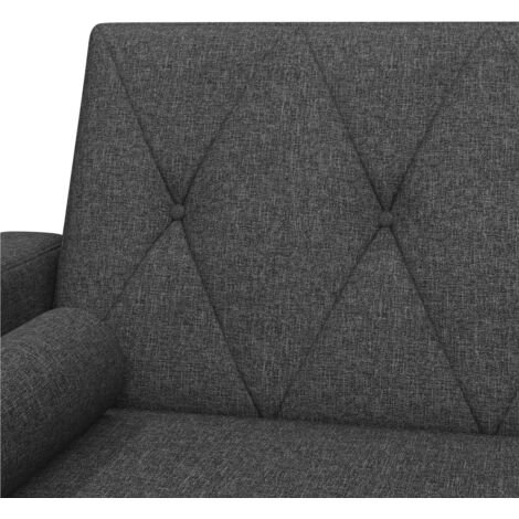 Yaheetech Convertible Sofa Bed, Button-tufted Fabric 3-Seater Sofa Bed with 2 Bolster Pillows, Black