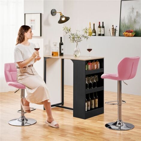 Yaheetech adjustable modern swivel bar stools dining chair counter height leather set of 2 sale