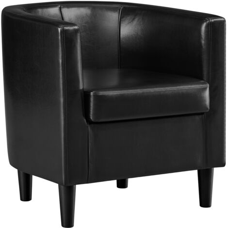 Yaheetech Barrel-shaped Chair Accent Arm Chair Faux Leather Upholstered Club Chair, Black