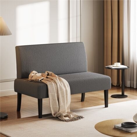 Yaheetech Small Armless Sofa Compact Bedroom Couch, Gray