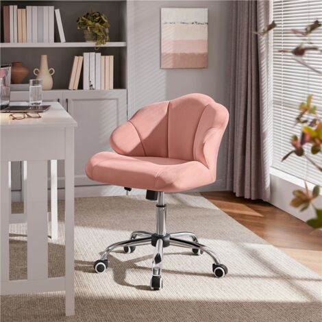 Yaheetech Velvet Desk Chair with Tufted Shell Shaped Back, Pink