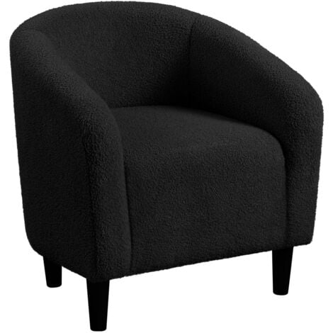 Yaheetech Upholstered Boucle Club Chair for Living Room, Black