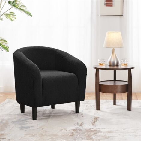 Yaheetech Upholstered Boucle Club Chair for Living Room, Black