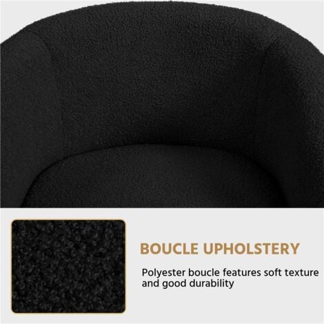 Yaheetech Upholstered Boucle Club Chair for Living Room, Black