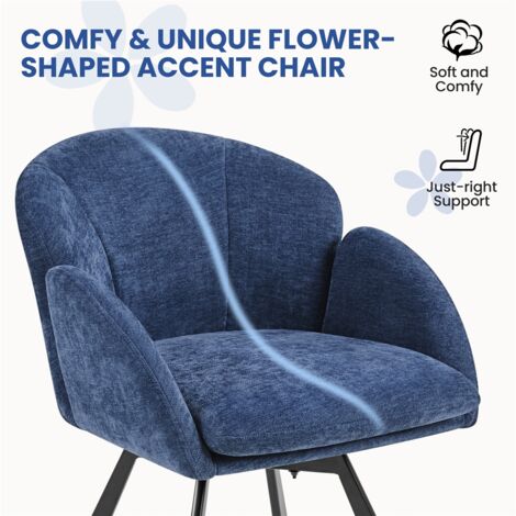 Yaheetech Flower Shaped Accent Chair with Removable Seat Cushion, Blue
