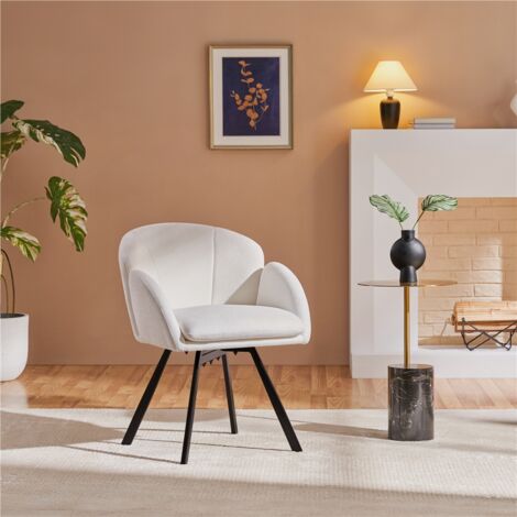 Yaheetech Flower Shaped Accent Chair with Removable Seat Cushion, White