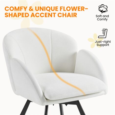 Yaheetech Flower Shaped Accent Chair with Removable Seat Cushion, White