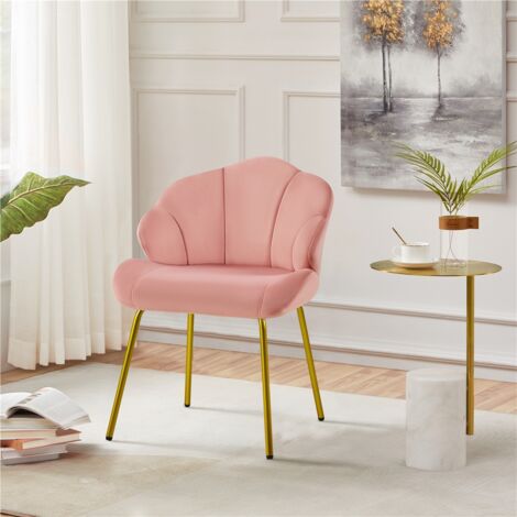 Yaheetech Velvet Accent Chair with Golden Metal Legs, Pink