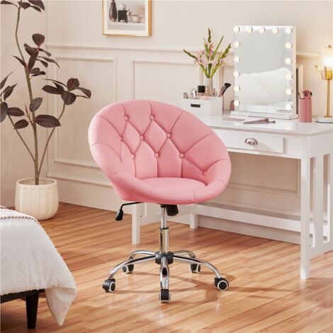 Yaheetech Modern Swivel Office Chair with Adjustable Height, Pink