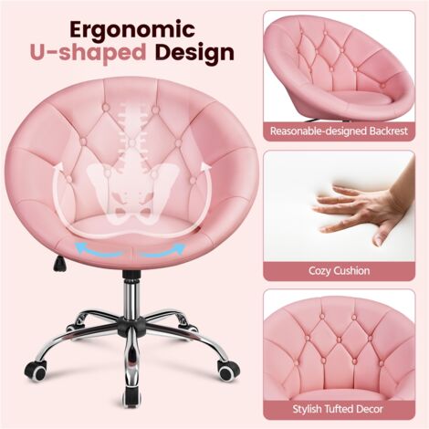 Yaheetech Modern Swivel Office Chair with Adjustable Height, Pink