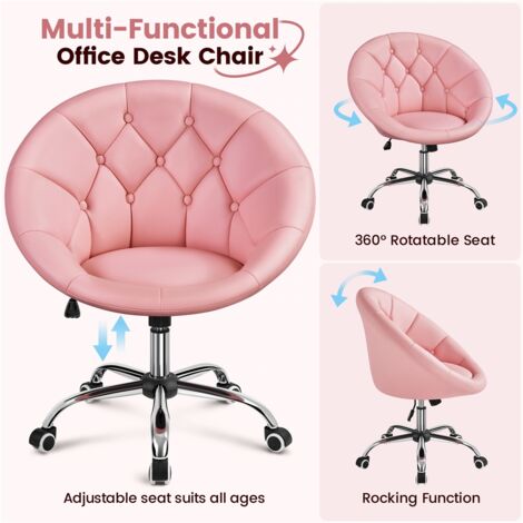 Yaheetech Modern Swivel Office Chair with Adjustable Height, Pink
