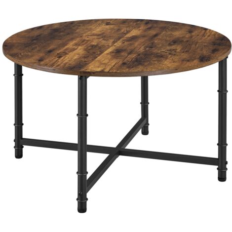 Yaheetech Industrial Round Coffee Table with Sturdy Metal Legs, Rustic ...